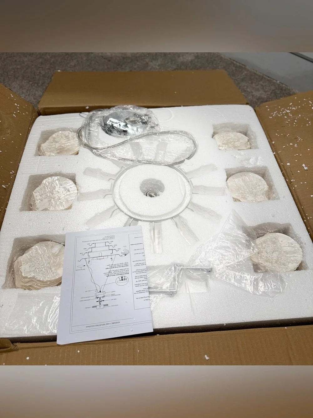 22.5” Natural Capiz Shell Chandelier 7-Light Coastal White Pendant Ceiling Light
